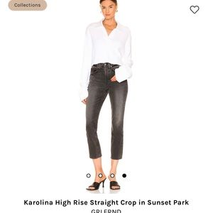 Grlfrnd Karolina High Rise Straight Leg Cropped Jeans in Sunset Park, 30
